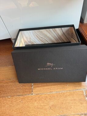 Michael Aram Black Decorative Storage Box with Marble-Pattern Interior new